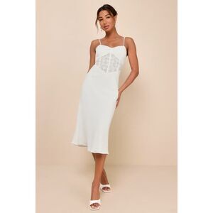 Lulus Muse Behavior White Lace Bustier Sleeveless Midi Dress - Size S